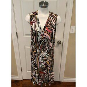 Emilio Pucci Multicolor Grasshopper Sleeveless V-Neck Dress Size 12 (US) 46 (IT)
